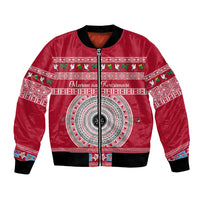 Personalised Fiji Marau Na Kerisimasi Bomber Jacket Merry Christmas Tapa Pattern Red Style LT9 Unisex Red - Polynesian Pride