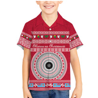 Personalised Fiji Marau Na Kerisimasi Family Matching Mermaid Dress and Hawaiian Shirt Merry Christmas Tapa Pattern Red Style LT9 Son's Shirt Red - Polynesian Pride