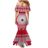 Personalised Fiji Marau Na Kerisimasi Mermaid Dress Merry Christmas Tapa Pattern Red Style LT9 - Polynesian Pride