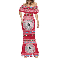 Personalised Fiji Marau Na Kerisimasi Mermaid Dress Merry Christmas Tapa Pattern Red Style LT9 - Polynesian Pride