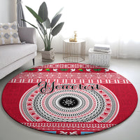 Personalised Fiji Marau Na Kerisimasi Round Carpet Merry Christmas Tapa Pattern Red Style LT9 - Polynesian Pride