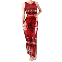 Personalised Tonga Kilisimasi Fiefia Family Matching Tank Maxi Dress and Hawaiian Shirt Merry Christmas with Turtle Ngatu Pattern LT9 Mom's Dress Red - Polynesian Pride