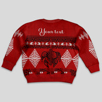Personalised Tonga Kilisimasi Fiefia Kid Ugly Christmas Sweater Merry Christmas with Turtle Ngatu Pattern LT9 - Polynesian Pride