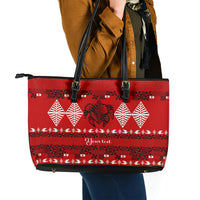 Personalised Tonga Kilisimasi Fiefia Leather Tote Bag Merry Christmas with Turtle Ngatu Pattern LT9 - Polynesian Pride