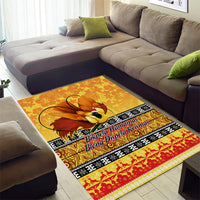 PNG Hamamas Krismas Area Rug Papua New Guinea Bird Of Paradise Merry Christmas Gold Style LT9 - Polynesian Pride