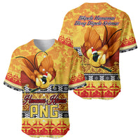 PNG Hamamas Krismas Baseball Jersey Papua New Guinea Bird Of Paradise Merry Christmas Gold Style LT9 - Polynesian Pride