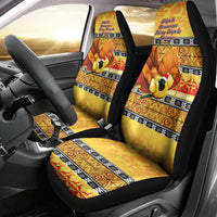 PNG Hamamas Krismas Car Seat Cover Papua New Guinea Bird Of Paradise Merry Christmas Gold Style LT9 - Polynesian Pride