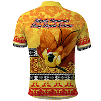 PNG Hamamas Krismas Polo Shirt Papua New Guinea Bird Of Paradise Merry Christmas Gold Style LT9 - Polynesian Pride