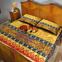 PNG Hamamas Krismas Quilt Bed Set Papua New Guinea Bird Of Paradise Merry Christmas Gold Style LT9 - Polynesian Pride
