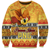 PNG Hamamas Krismas Sweatshirt Papua New Guinea Bird Of Paradise Merry Christmas Gold Style LT9 Unisex Gold - Polynesian Pride
