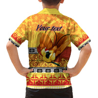 Personalised PNG Hamamas Krismas Family Matching Puletasi Dress and Hawaiian Shirt Papua New Guinea Bird Of Paradise Merry Christmas Gold Style LT9 - Polynesian Pride