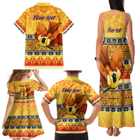 Personalised PNG Hamamas Krismas Family Matching Tank Maxi Dress and Hawaiian Shirt Papua New Guinea Bird Of Paradise Merry Christmas Gold Style LT9 - Polynesian Pride
