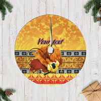 Personalised PNG Hamamas Krismas Tree Skirt Papua New Guinea Bird Of Paradise Merry Christmas Gold Style LT9 Casual Tree Skirts Gold - Polynesian Pride