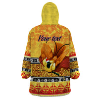 Personalised PNG Hamamas Krismas Wearable Blanket Hoodie Papua New Guinea Bird Of Paradise Merry Christmas Gold Style LT9 - Polynesian Pride