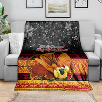PNG Hamamas Krismas Blanket Papua New Guinea Bird Of Paradise Merry Christmas Black Style LT9 - Polynesian Pride