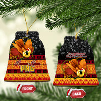 PNG Hamamas Krismas Ceramic Ornament Papua New Guinea Bird Of Paradise Merry Christmas Black Style LT9 Bell Flake Black - Polynesian Pride