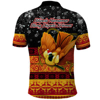 PNG Hamamas Krismas Polo Shirt Papua New Guinea Bird Of Paradise Merry Christmas Black Style LT9 - Polynesian Pride