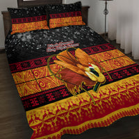 PNG Hamamas Krismas Quilt Bed Set Papua New Guinea Bird Of Paradise Merry Christmas Black Style LT9 - Polynesian Pride