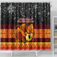 PNG Hamamas Krismas Shower Curtain Papua New Guinea Bird Of Paradise Merry Christmas Black Style LT9 - Polynesian Pride