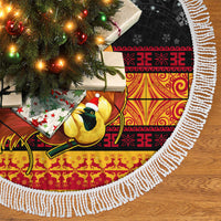 PNG Hamamas Krismas Tree Skirt Papua New Guinea Bird Of Paradise Merry Christmas Black Style LT9 - Polynesian Pride