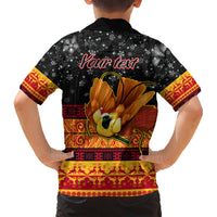 Personalised PNG Hamamas Krismas Kid Hawaiian Shirt Papua New Guinea Bird Of Paradise Merry Christmas Black Style LT9 - Polynesian Pride