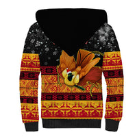 Personalised PNG Hamamas Krismas Sherpa Hoodie Papua New Guinea Bird Of Paradise Merry Christmas Black Style LT9 - Polynesian Pride