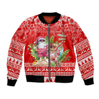Personalised Hawaii Mele Kalikimaka Bomber Jacket Santa Beach Merry Christmas LT9 Unisex Red - Polynesian Pride