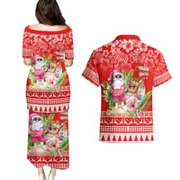Personalised Hawaii Mele Kalikimaka Couples Matching Puletasi Dress and Hawaiian Shirt Santa Beach Merry Christmas LT9 - Polynesian Pride