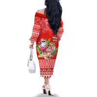 Personalised Hawaii Mele Kalikimaka Family Matching Off Shoulder Long Sleeve Dress and Hawaiian Shirt Santa Beach Merry Christmas LT9 - Polynesian Pride