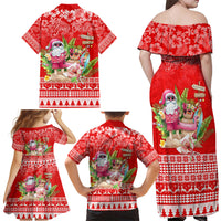Personalised Hawaii Mele Kalikimaka Family Matching Off Shoulder Maxi Dress and Hawaiian Shirt Santa Beach Merry Christmas LT9 - Polynesian Pride