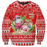 Personalised Hawaii Mele Kalikimaka Sweatshirt Santa Beach Merry Christmas LT9 Unisex Red - Polynesian Pride