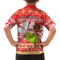 Hawaii Mele Kalikimaka Family Matching Off Shoulder Long Sleeve Dress and Hawaiian Shirt Santa Claus and Hula Dancing Merry Christmas LT9 - Polynesian Pride