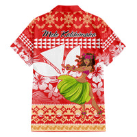 Hawaii Mele Kalikimaka Family Matching Off Shoulder Long Sleeve Dress and Hawaiian Shirt Santa Claus and Hula Dancing Merry Christmas LT9 - Polynesian Pride