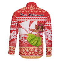 Hawaii Mele Kalikimaka Family Matching Off Shoulder Long Sleeve Dress and Hawaiian Shirt Santa Claus and Hula Dancing Merry Christmas LT9 - Polynesian Pride