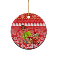 Personalised Hawaii Mele Kalikimaka Ceramic Ornament Santa Claus and Hula Dancing Merry Christmas LT9 - Polynesian Pride