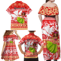 Personalised Hawaii Mele Kalikimaka Family Matching Off Shoulder Maxi Dress and Hawaiian Shirt Santa Claus and Hula Dancing Merry Christmas LT9 - Polynesian Pride