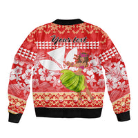 Personalised Hawaii Mele Kalikimaka Sleeve Zip Bomber Jacket Santa Claus and Hula Dancing Merry Christmas LT9 - Polynesian Pride