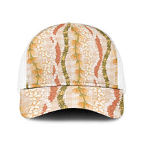 Hawaiian Ohia Lehua Lei Baseball Net Cap Plaid Palaka Ahiehie Pattern - Polynesian Pride