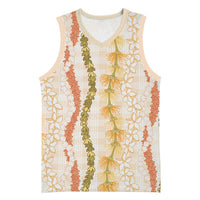 Hawaiian Ohia Lehua Lei Basketball Jersey Plaid Palaka Ahiehie Pattern - Polynesian Pride