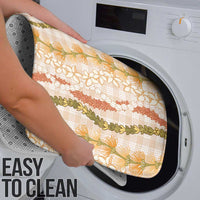 Hawaiian Ohia Lehua Lei Bathroom Set Plaid Palaka Ahiehie Pattern - Polynesian Pride