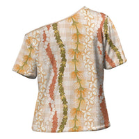 Hawaiian Ohia Lehua Lei Cross Shoulder Shirt Plaid Palaka Ahiehie Pattern - Polynesian Pride