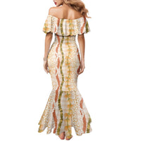 Hawaiian Ohia Lehua Lei Family Matching Mermaid Dress and Hawaiian Shirt Plaid Palaka Ahiehie Pattern - Polynesian Pride
