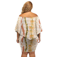 Hawaiian Ohia Lehua Lei Family Matching Off Shoulder Short Dress and Hawaiian Shirt Plaid Palaka Ahiehie Pattern - Polynesian Pride