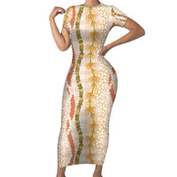 Hawaiian Ohia Lehua Lei Family Matching Short Sleeve Bodycon Dress and Hawaiian Shirt Plaid Palaka Ahiehie Pattern - Polynesian Pride