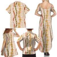 Hawaiian Ohia Lehua Lei Family Matching Summer Maxi Dress and Hawaiian Shirt Plaid Palaka Ahiehie Pattern - Polynesian Pride