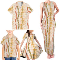 Hawaiian Ohia Lehua Lei Family Matching Tank Maxi Dress and Hawaiian Shirt Plaid Palaka Ahiehie Pattern - Polynesian Pride