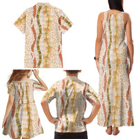 Hawaiian Ohia Lehua Lei Family Matching Tank Maxi Dress and Hawaiian Shirt Plaid Palaka Ahiehie Pattern - Polynesian Pride