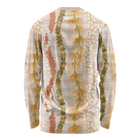 Hawaiian Ohia Lehua Lei Long Sleeve Shirt Plaid Palaka Ahiehie Pattern - Polynesian Pride