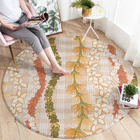 Hawaiian Ohia Lehua Lei Round Carpet Plaid Palaka Ahiehie Pattern - Polynesian Pride