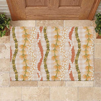 Hawaiian Ohia Lehua Lei Rubber Doormat Plaid Palaka Ahiehie Pattern - Polynesian Pride